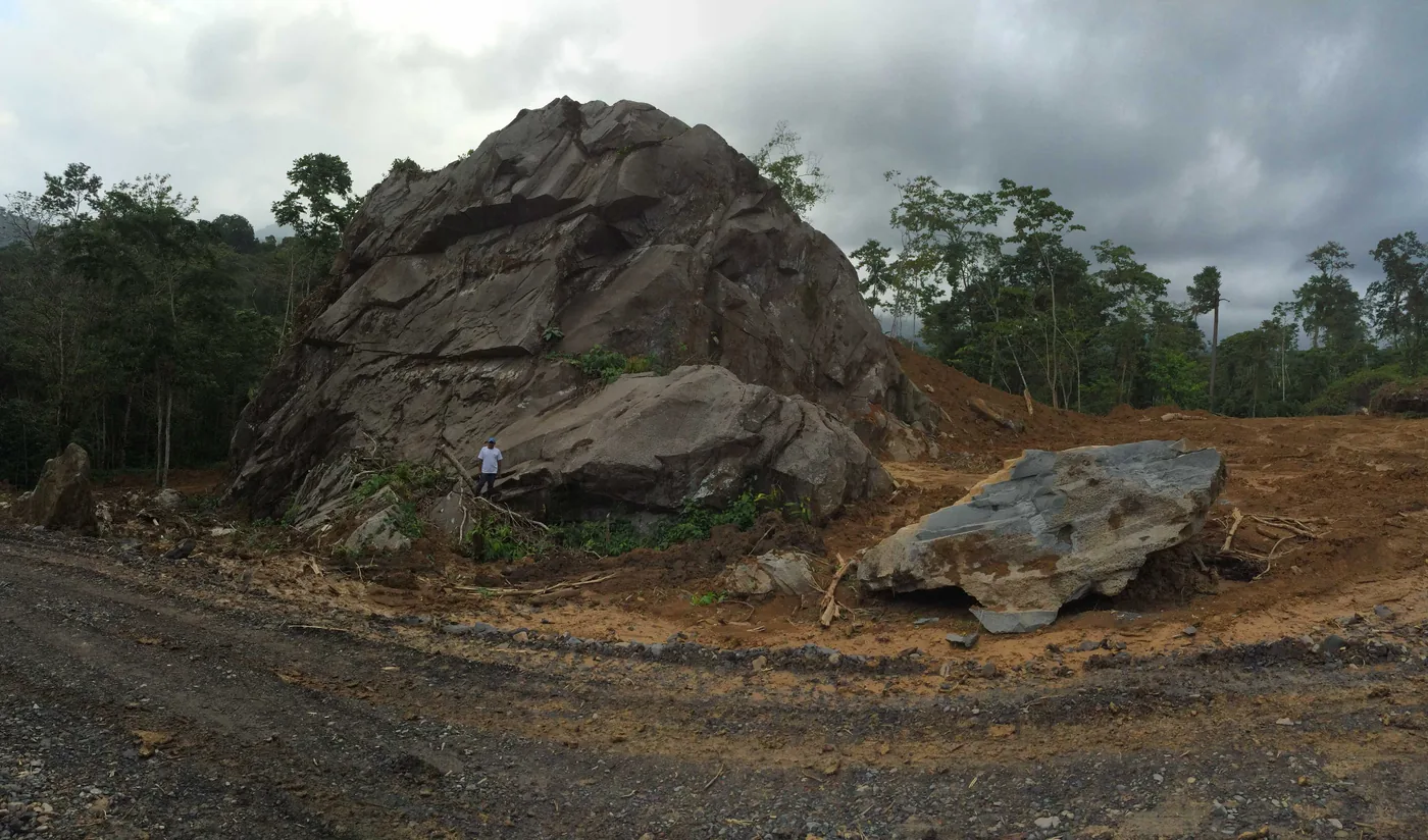 Monolithic igneous rock outcrop at the quarry