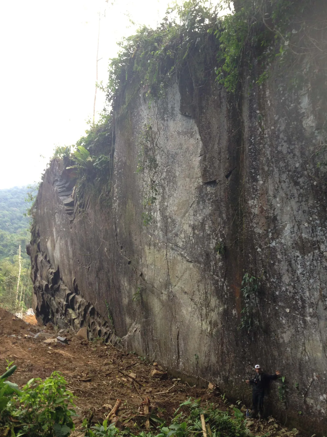 Monolithic igneous rock wall at the quarry